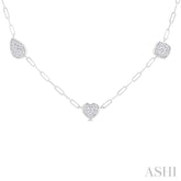 3/4 Ctw Lovebright Mixed Shape Mount Round Cut Diamond Station Necklace in 14K White Gold